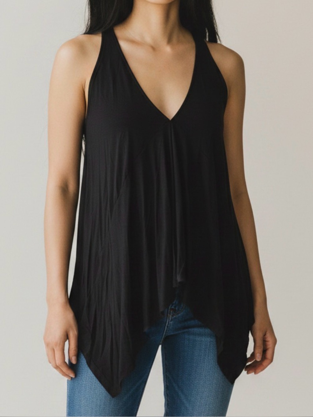 Express V-Neck Hi-Lo Draped Tunic Top